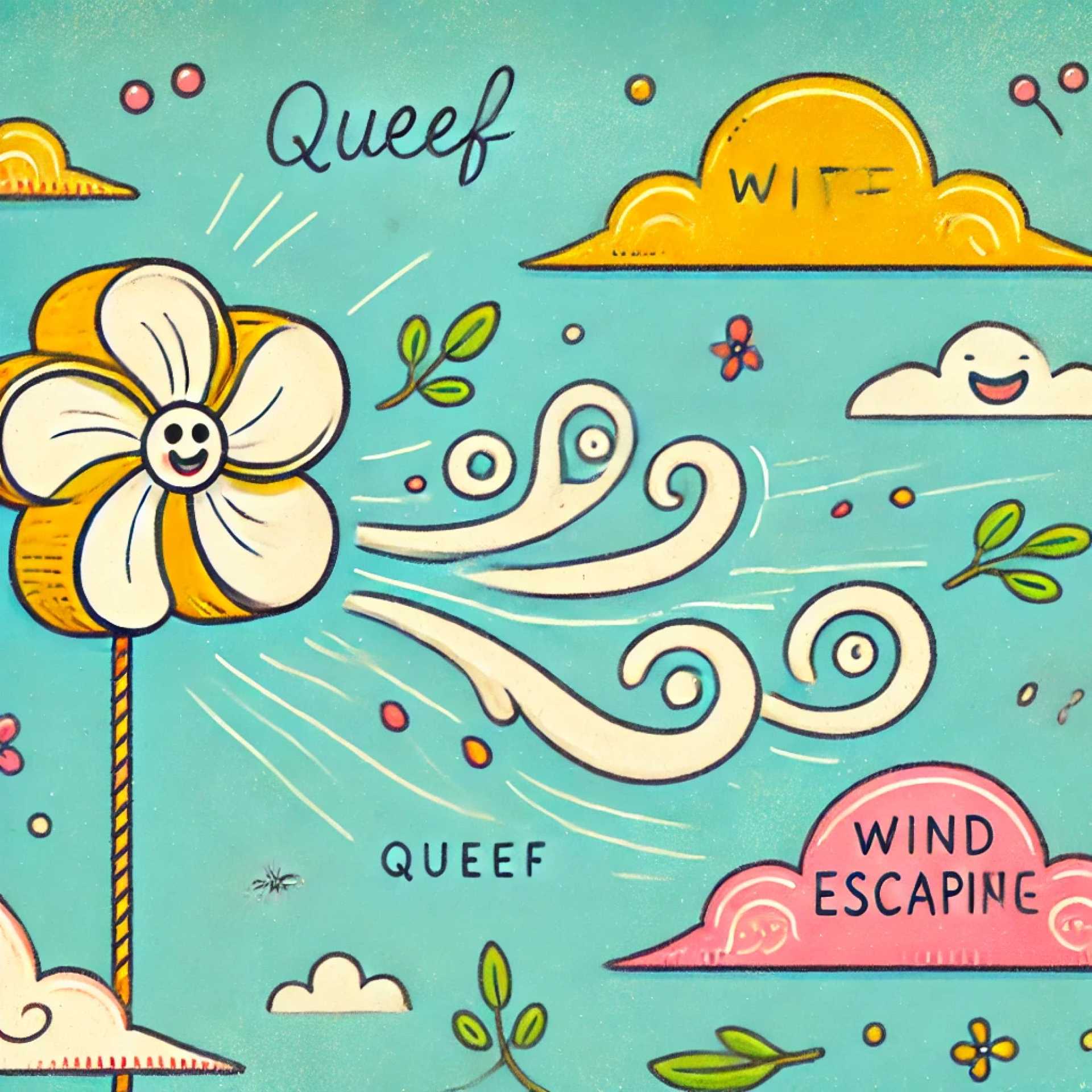 Artistic Representation of queef with flower blowing wind.